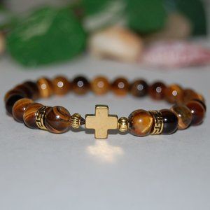 Tiger Eye Bracelet,Cross Bracelet,Tiger Eye Cross Bracelet,Men,Women